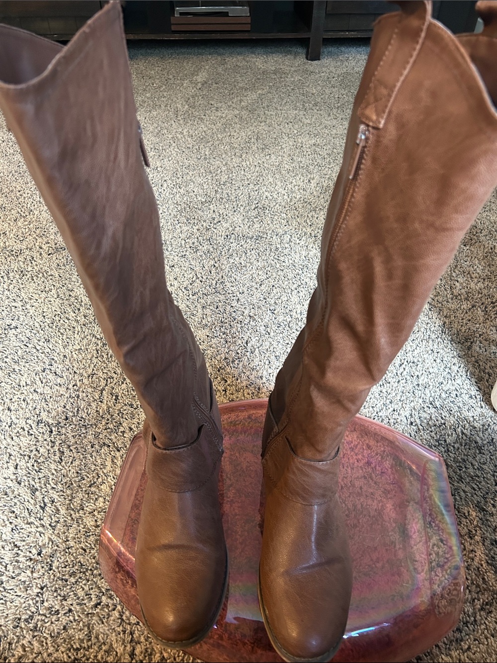 Breckelles Tall Side-Zip Brown Heeled Boots - Picture 3 of 3